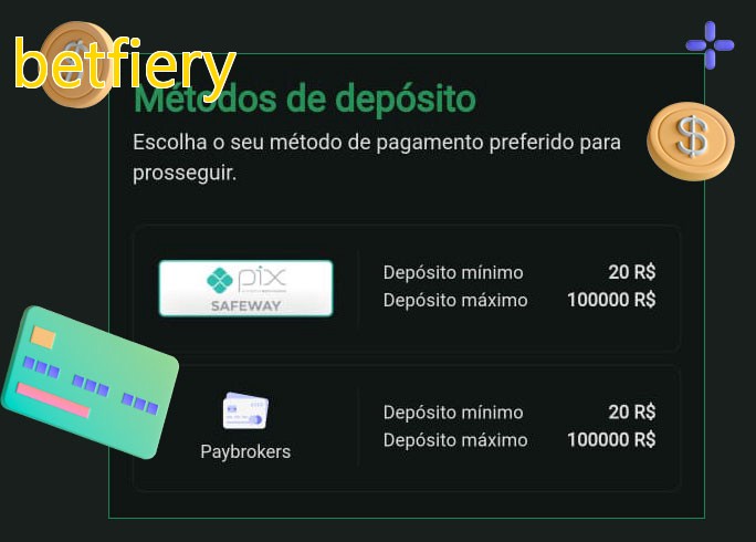 O cassino betfierybet oferece uma grande variedade de métodos de pagamento